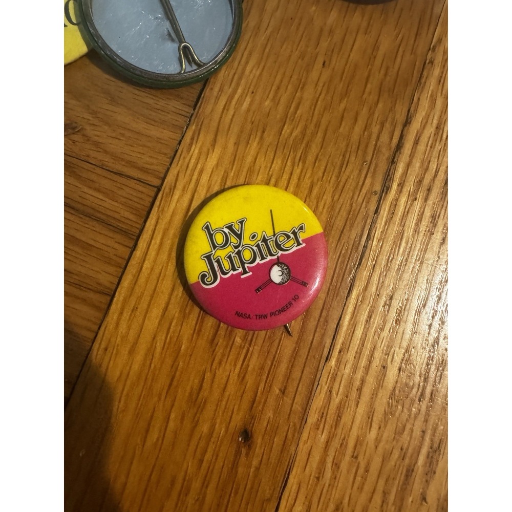 Vintage Pinback Button  By JUPITER NASA / TRW‎ PIONEER 10 Cosmos Space Special